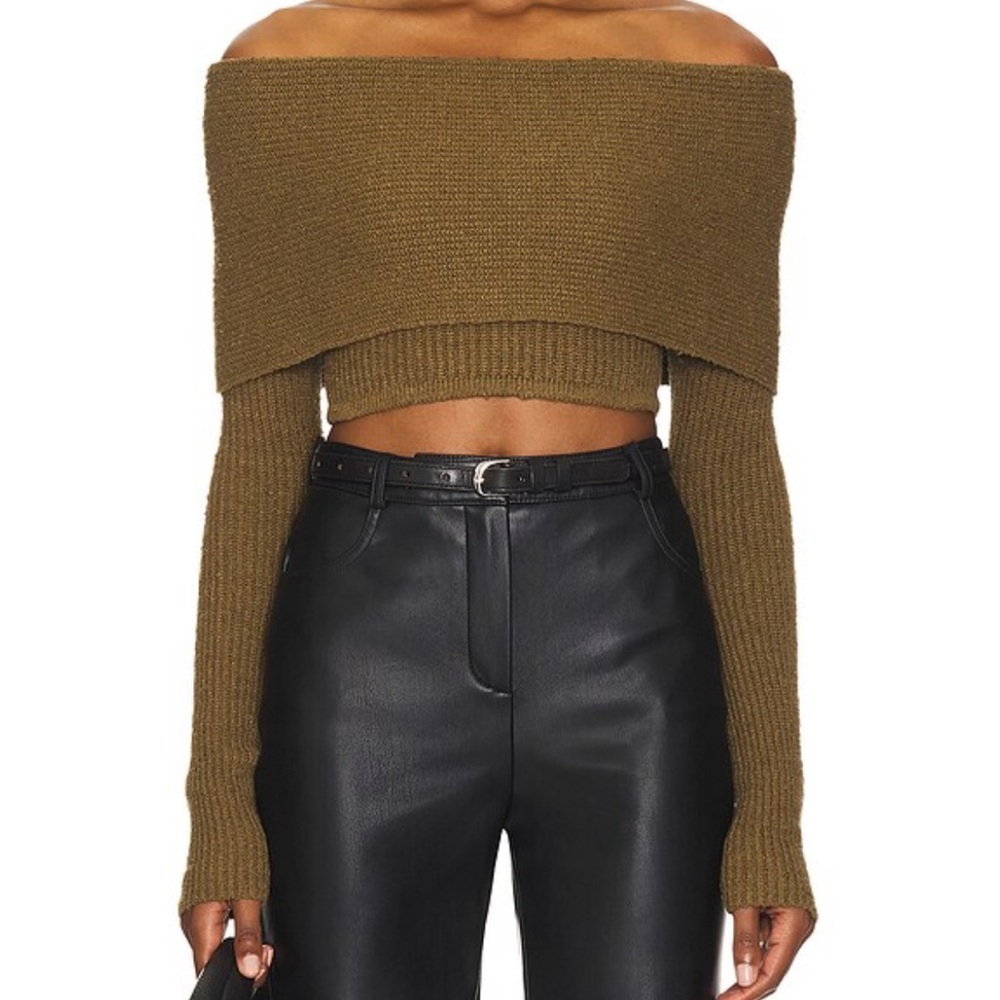 Olive Off-Shoulder Women Sweater